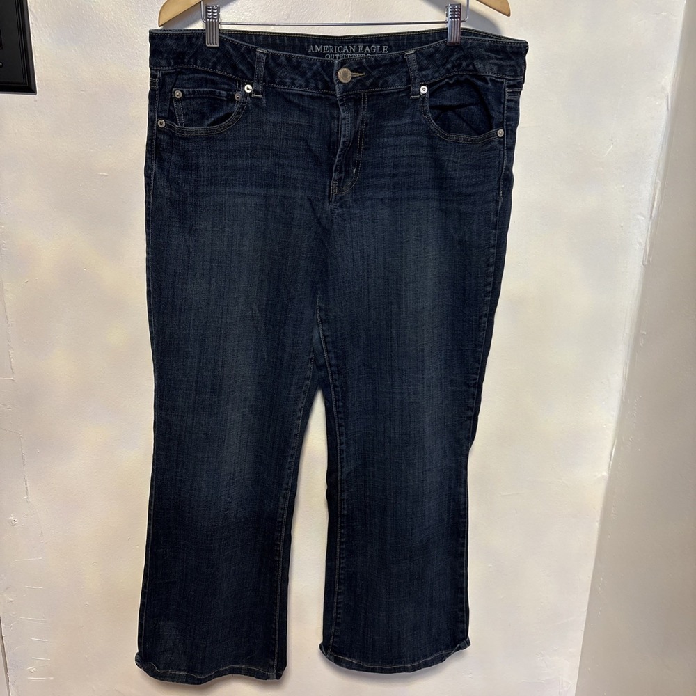 American Eagle Kick Boot Women's Jeans Size‎ 18 Long Super Stretch Dark Wash Y2K